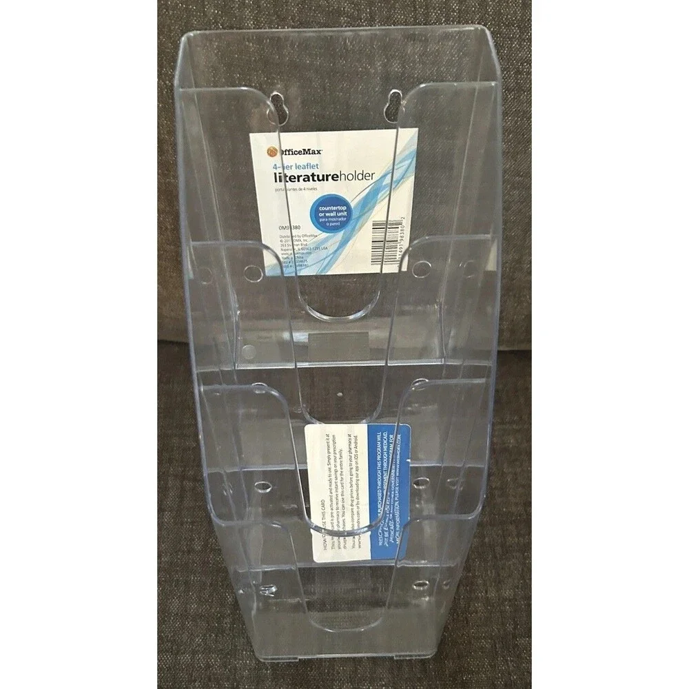 Office Max 4 Tier Leaflet Holder Acrylic Letter Paper Wall Hanging New